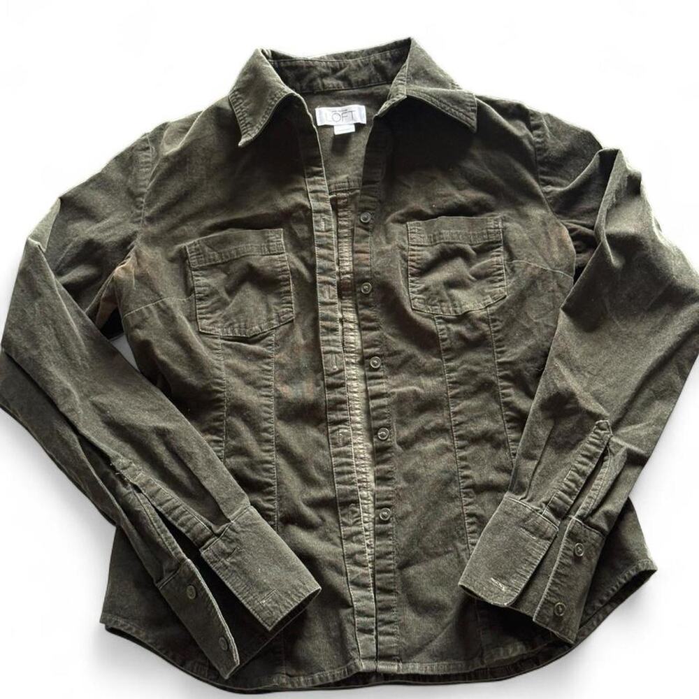LOFT Green Corduroy Shirt